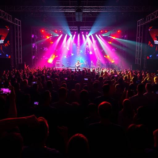 Footage from a live streamed music festival, showing the energy of the crowd and performers.